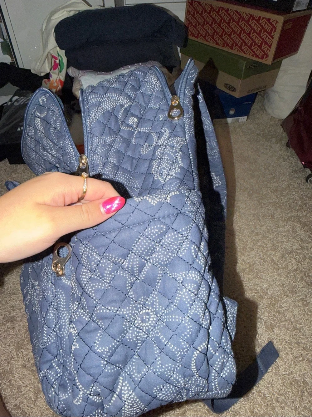 Universal Thread Quilted Navy Floral Backpack